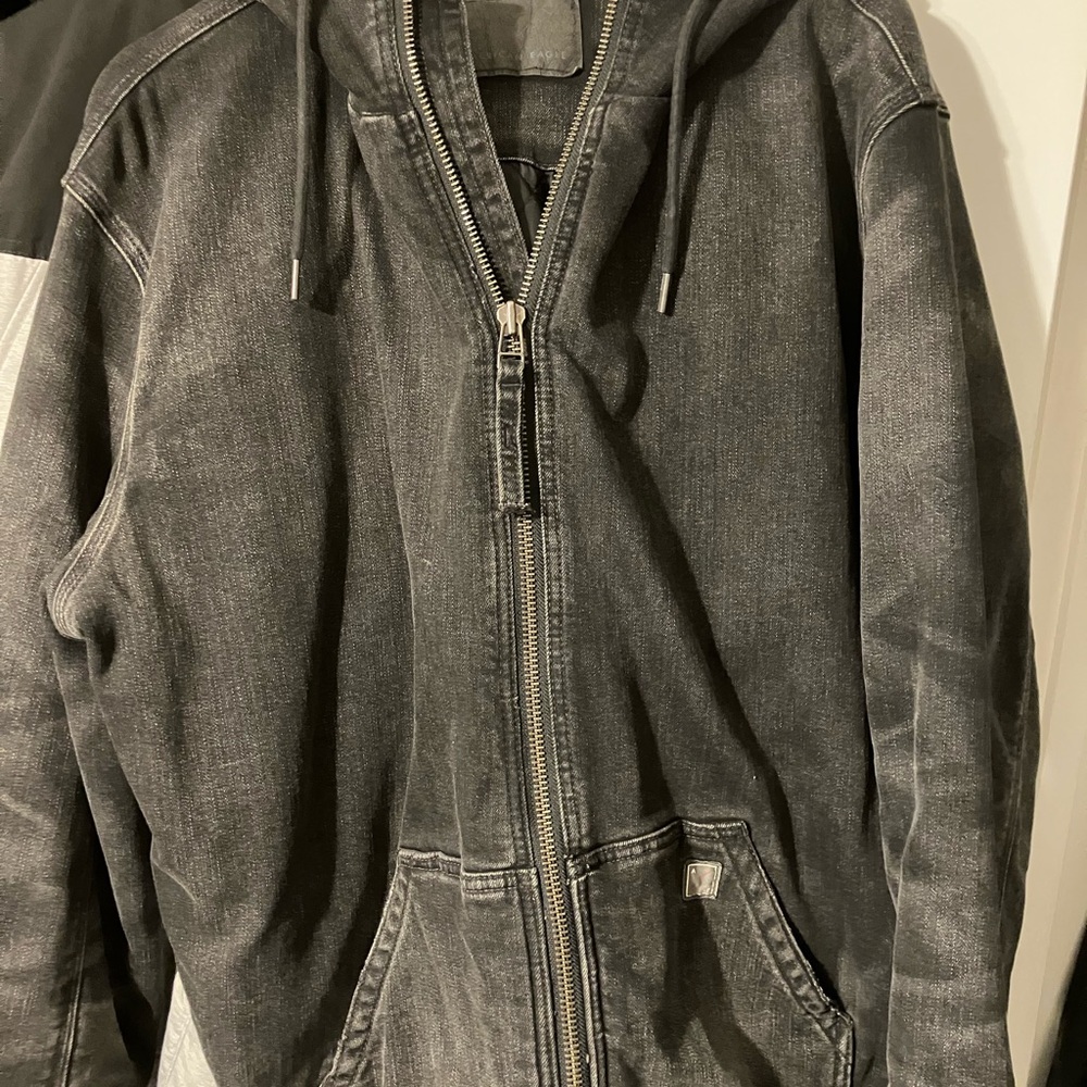 American Eagle Outfitters Charcoal Zip-Up Work Jacket